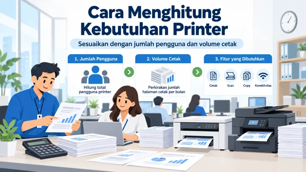 Infografis cara menghitung kebutuhan printer untuk kantor