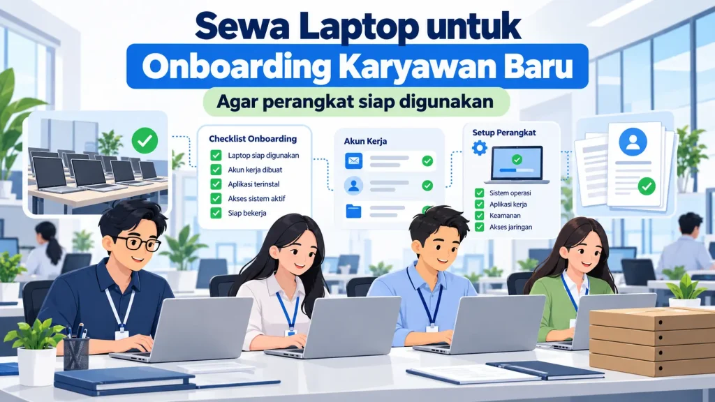 Infografis sewa laptop untuk onboarding karyawan baru