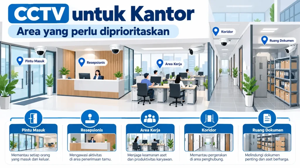 Infografis CCTV untuk kantor dan area yang perlu diprioritaskan