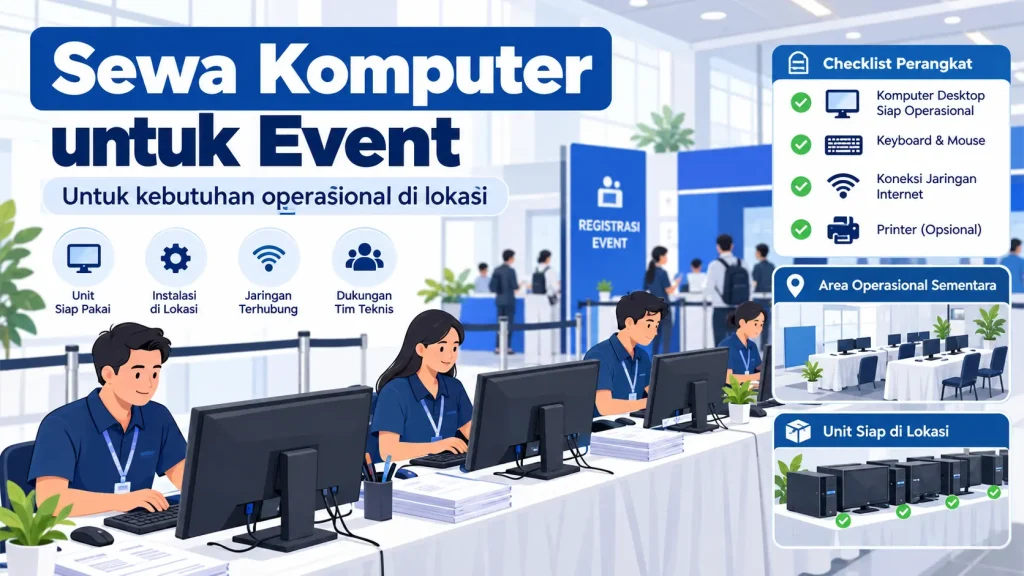 Infografis sewa komputer untuk event dan kebutuhan operasional di lokasi